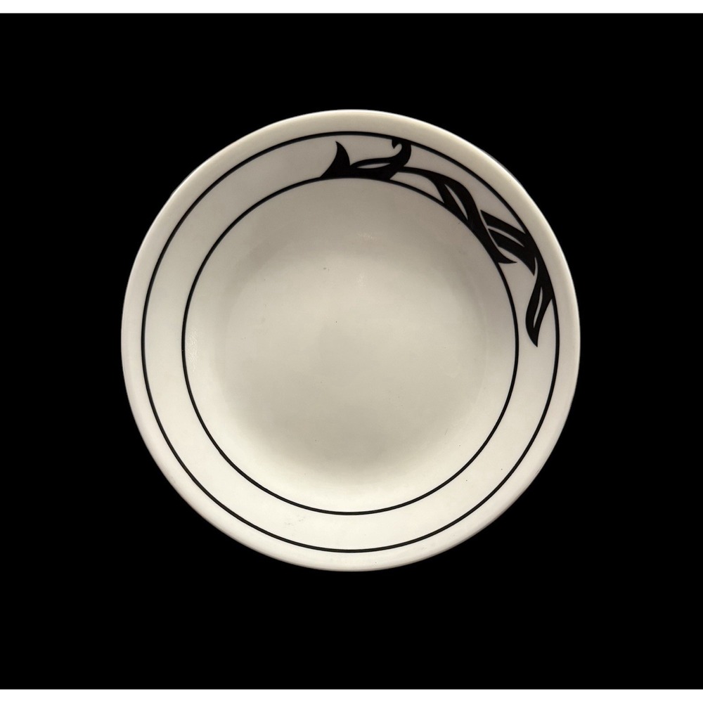Corelle Lyrics Black (3) Replacement Plates 6-3/4" White Black Leaves Bread - Picture 2 of 5